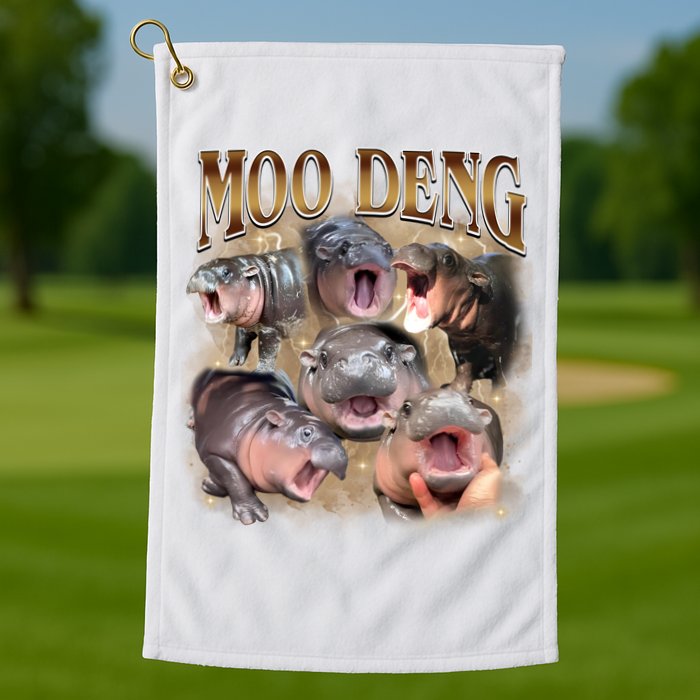 Moo Deng Hippo Meme Funny Animal Golf Towel
