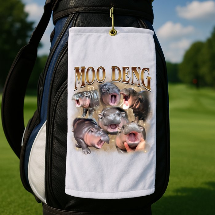 Moo Deng Hippo Meme Funny Animal Golf Towel
