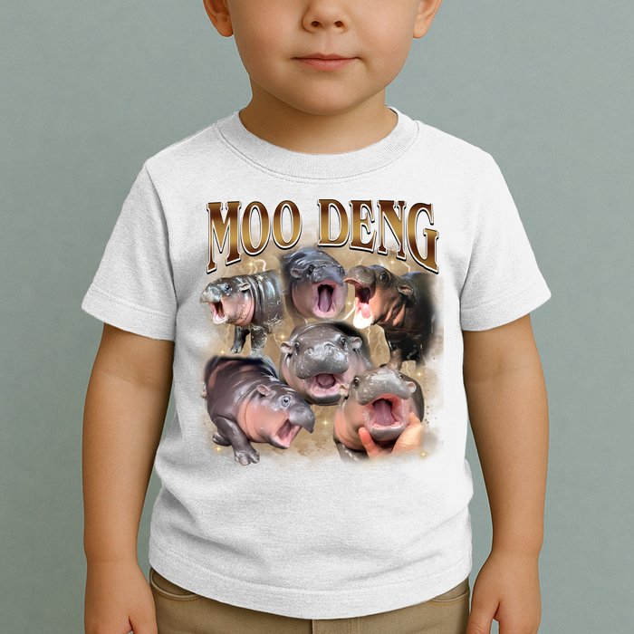 Moo Deng Hippo Meme Funny Animal Toddler T-Shirt