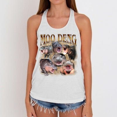 Moo Deng Hippo Meme Funny Animal Women's Knotted Racerback Tank