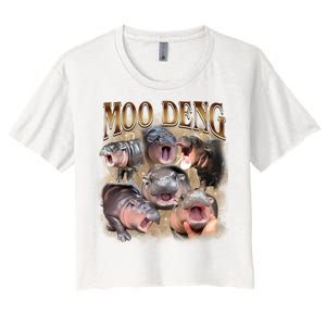 Moo Deng Hippo Meme Funny Animal Women's Crop Top Tee