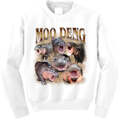 Moo Deng Hippo Meme Funny Animal Kids Sweatshirt