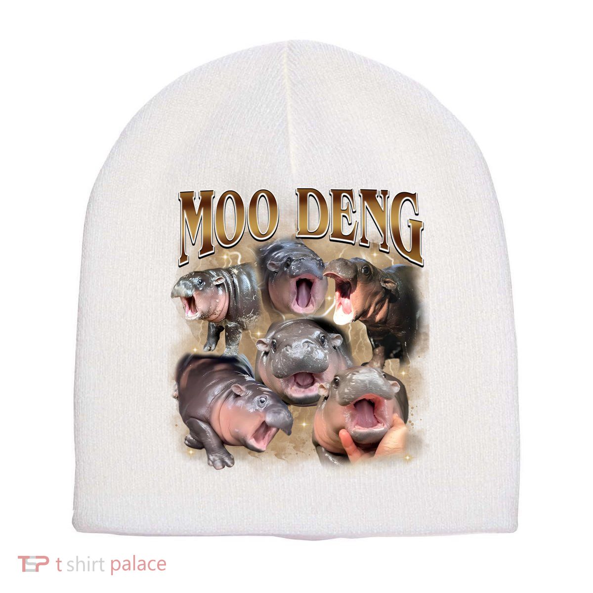 Moo Deng Hippo Meme Funny Animal Short Acrylic Beanie