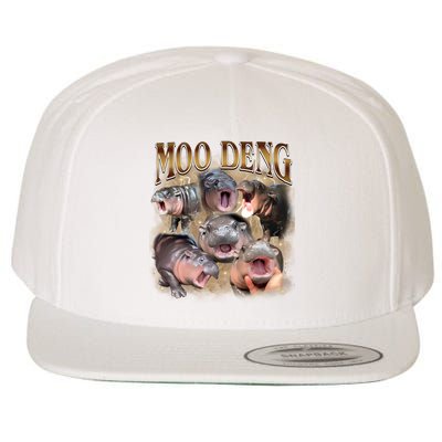 Moo Deng Hippo Meme Funny Animal Wool Snapback Cap