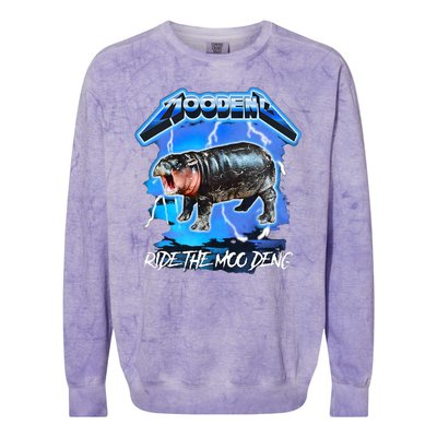 Moo Deng Hippo Ride The Moo Deng Colorblast Crewneck Sweatshirt