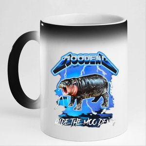 Moo Deng Hippo Ride The Moo Deng 11oz Black Color Changing Mug