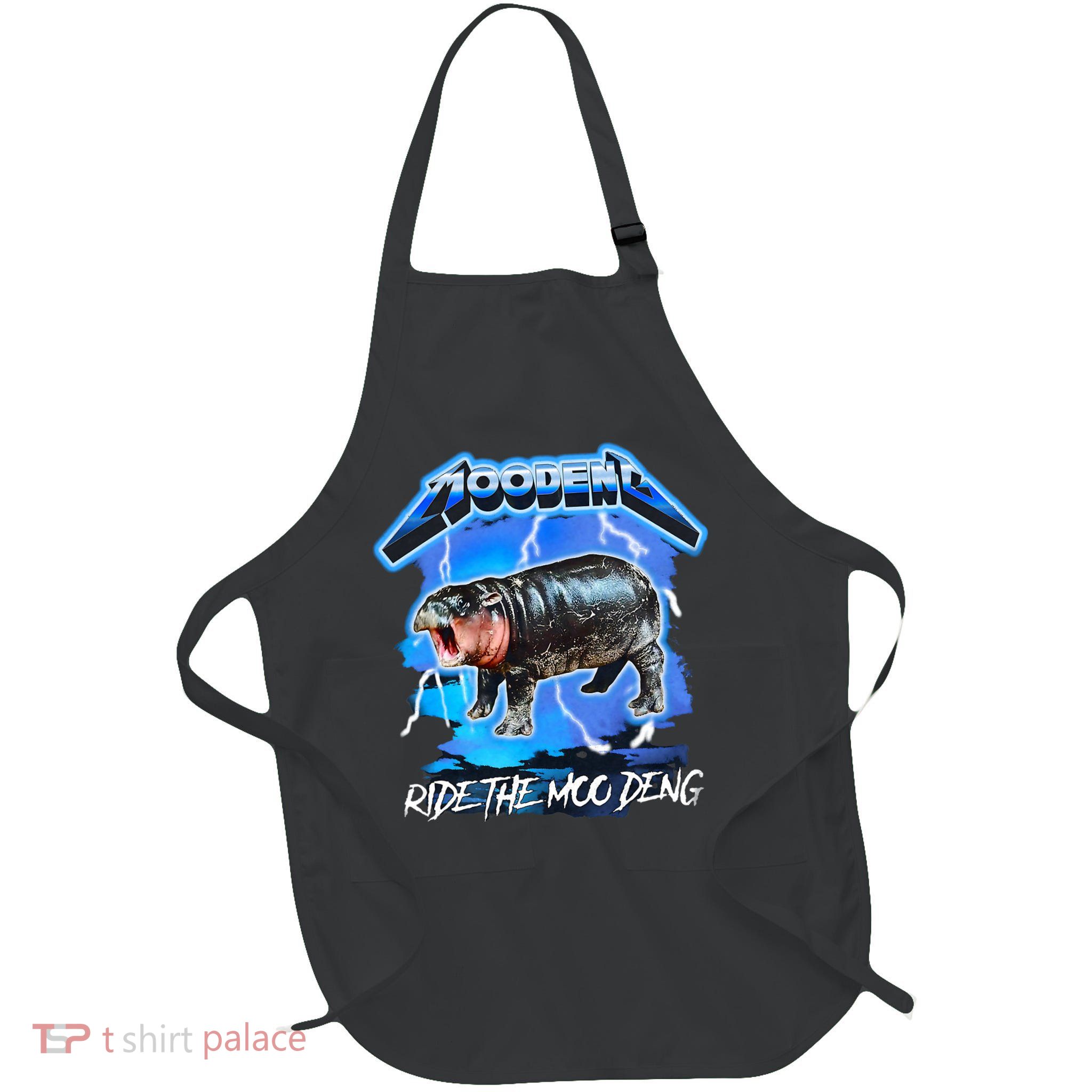 Moo Deng Hippo Ride The Moo Deng Full-Length Apron With Pockets