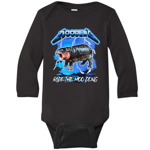 Moo Deng Hippo Ride The Moo Deng Baby Long Sleeve Bodysuit