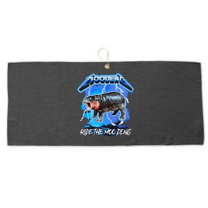 Moo Deng Hippo Ride The Moo Deng Large Microfiber Waffle Golf Towel