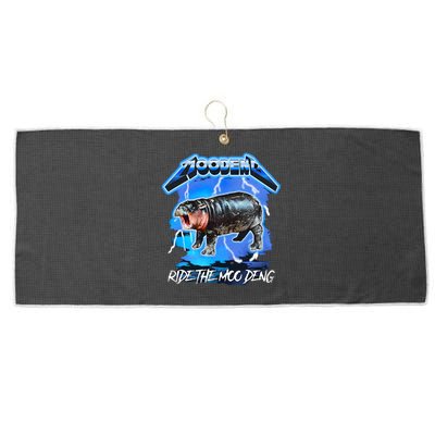 Moo Deng Hippo Ride The Moo Deng Large Microfiber Waffle Golf Towel