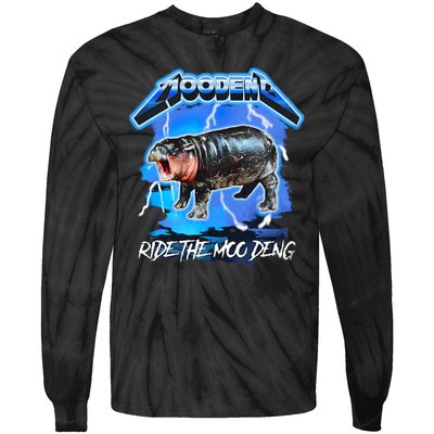 Moo Deng Hippo Ride The Moo Deng Tie-Dye Long Sleeve Shirt