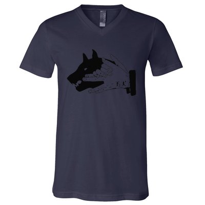 Megumi Dog Hand Shadow Devine V-Neck T-Shirt