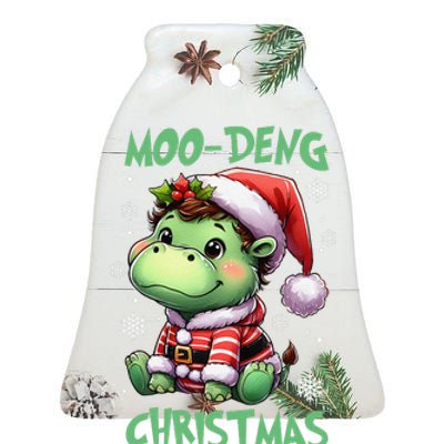 Moo Deng Hippo Baby Pigmy Moodeng Chrismats Zoo Family Ceramic Bell Ornament