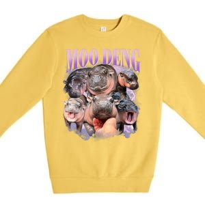 Moo Deng Hippo Meme Funny Premium Crewneck Sweatshirt