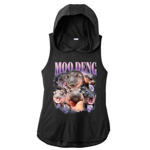 Moo Deng Hippo Meme Funny Ladies PosiCharge Tri-Blend Wicking Draft Hoodie Tank