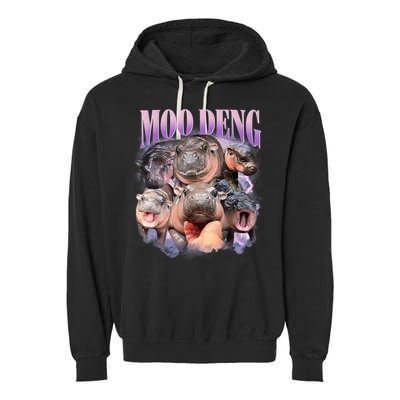 Moo Deng Hippo Meme Funny Garment-Dyed Fleece Hoodie