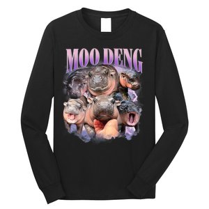 Moo Deng Hippo Meme Funny Long Sleeve Shirt