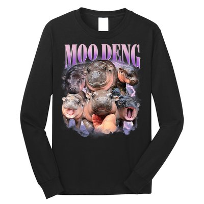 Moo Deng Hippo Meme Funny Long Sleeve Shirt