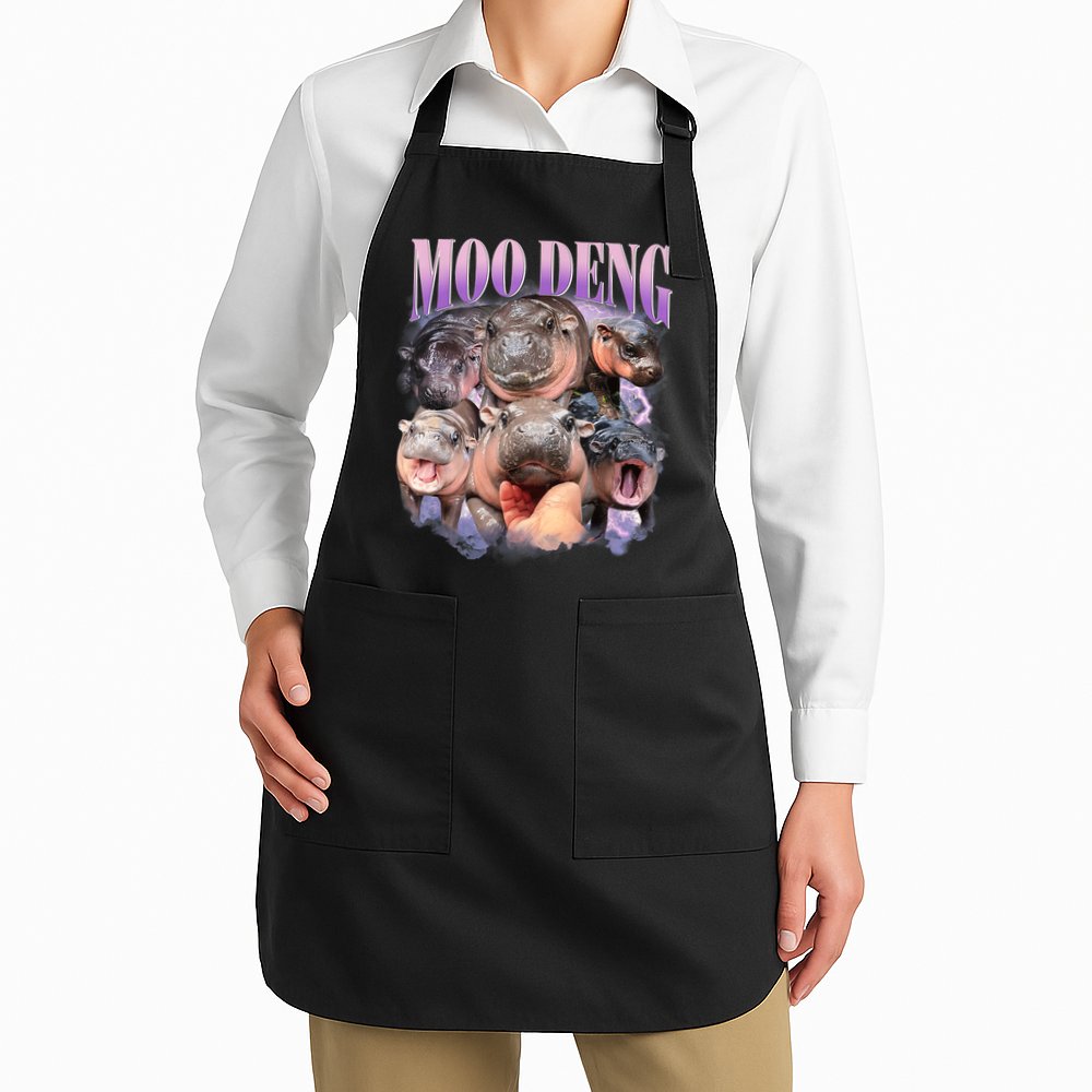 Moo Deng Hippo Meme Funny Apron