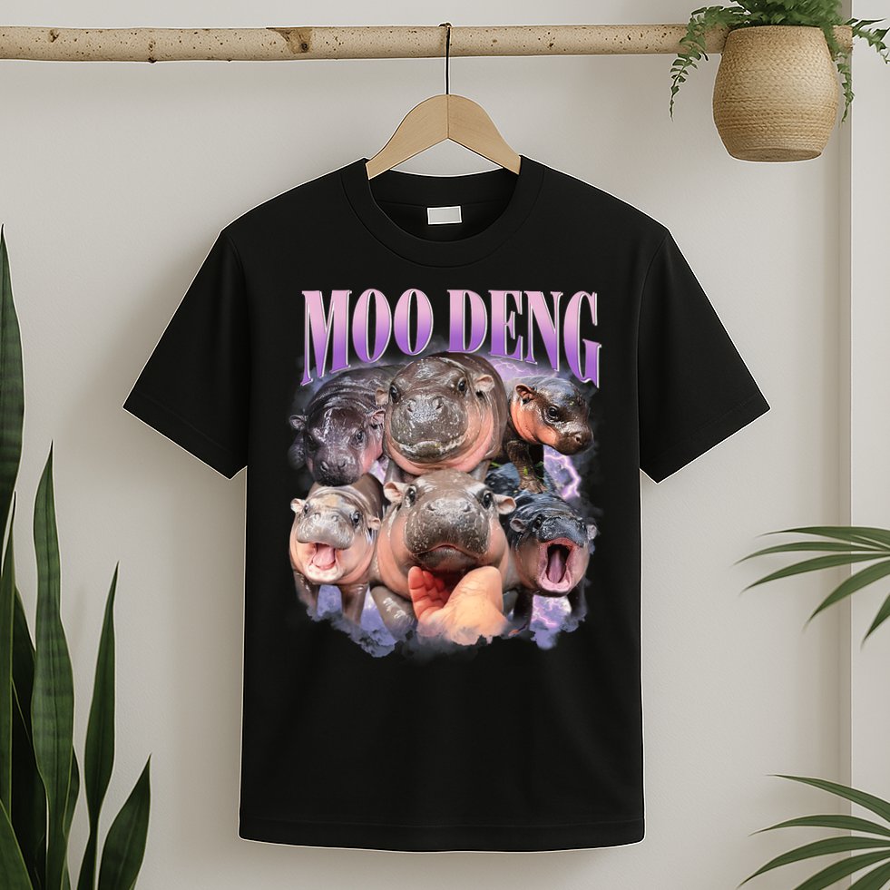 Moo Deng Hippo Meme Funny T-Shirt