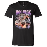 Moo Deng Hippo Meme Funny V-Neck T-Shirt