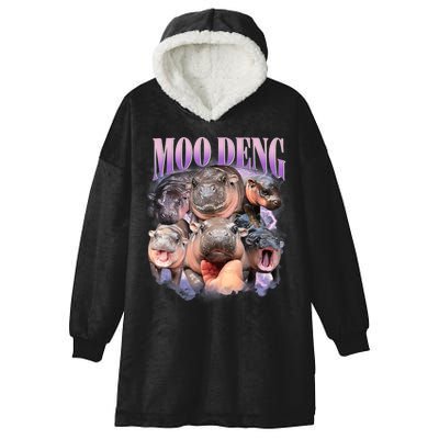 Moo Deng Hippo Meme Funny Hooded Wearable Blanket