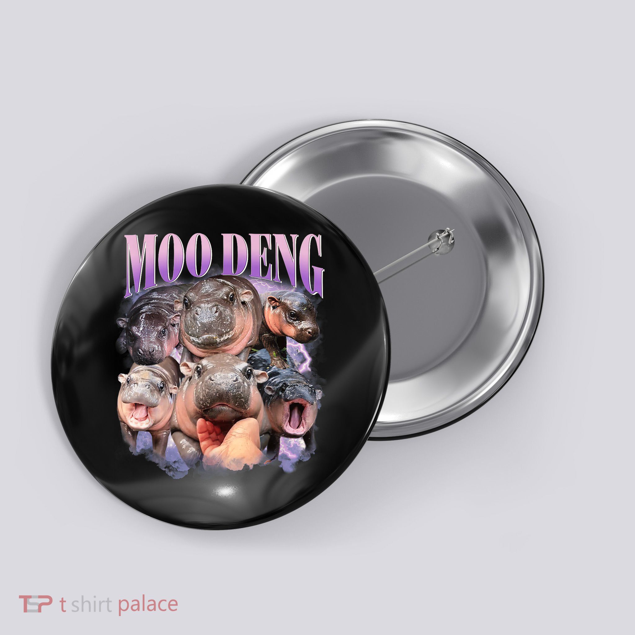Moo Deng Hippo Meme Funny Button