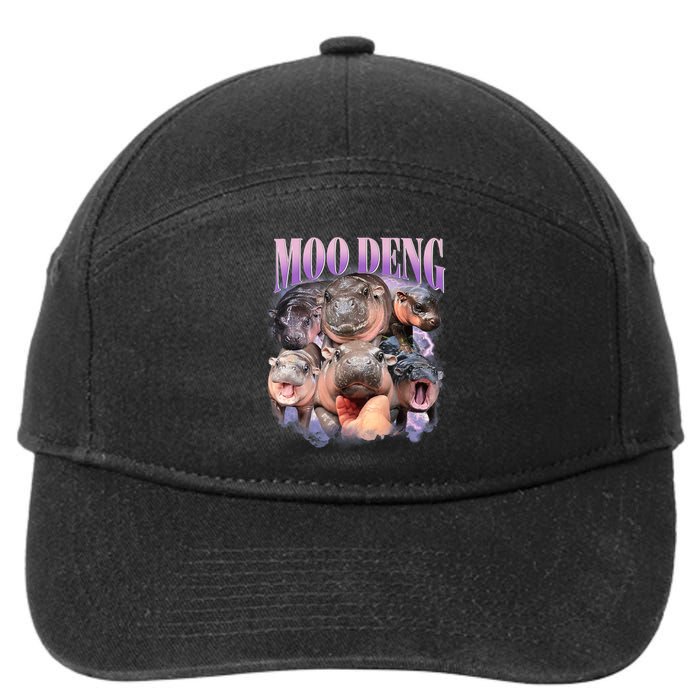 Moo Deng Hippo Meme Funny 7-Panel Snapback Hat