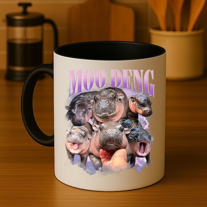 Moo Deng Hippo Meme Funny Mug