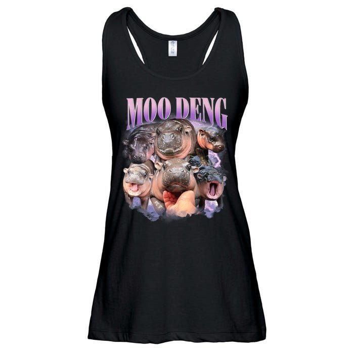 Moo Deng Hippo Meme Funny Ladies Essential Flowy Tank