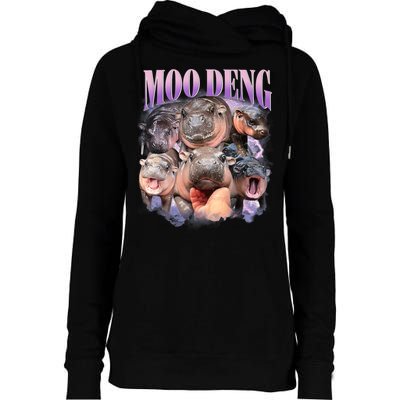Moo Deng Hippo Meme Funny Womens Funnel Neck Pullover Hood