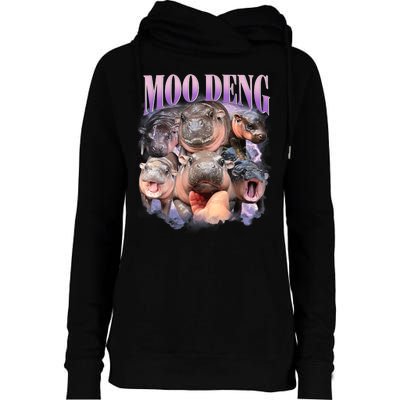 Moo Deng Hippo Meme Funny Womens Funnel Neck Pullover Hood