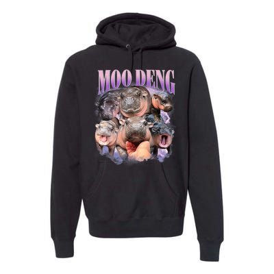 Moo Deng Hippo Meme Funny Premium Hoodie