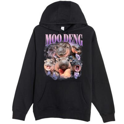 Moo Deng Hippo Meme Funny Premium Pullover Hoodie