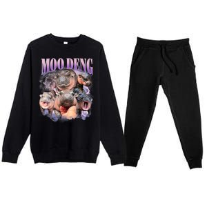 Moo Deng Hippo Meme Funny Premium Crewneck Sweatsuit Set