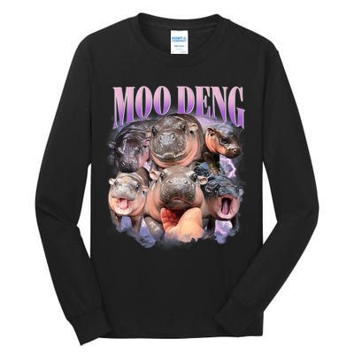 Moo Deng Hippo Meme Funny Tall Long Sleeve T-Shirt