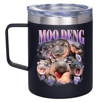 Moo Deng Hippo Meme Funny 12oz Stainless Steel Coffee Mug