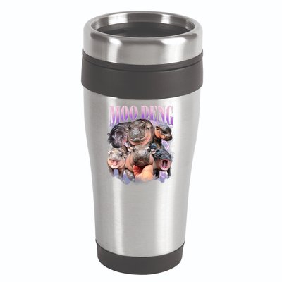 Moo Deng Hippo Meme Funny 16oz Travel Tumbler