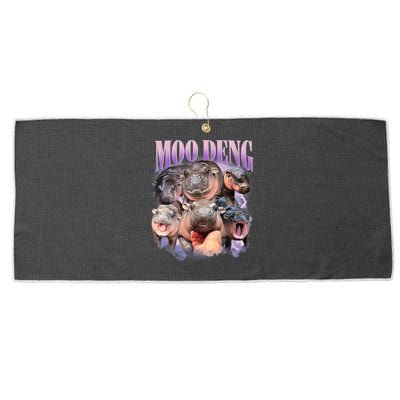 Moo Deng Hippo Meme Funny Large Microfiber Waffle Golf Towel