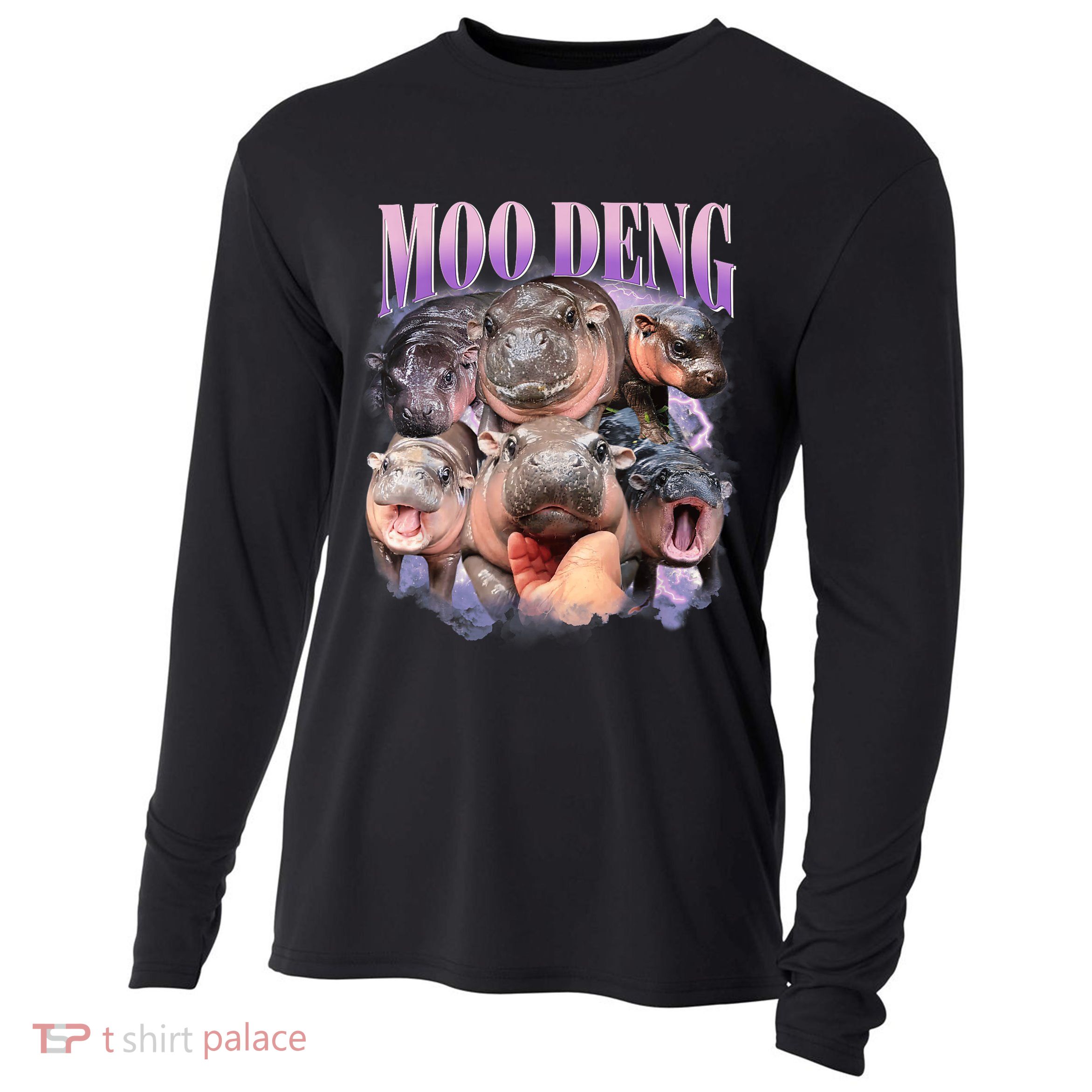 Moo Deng Hippo Meme Funny Cooling Performance Long Sleeve Crew