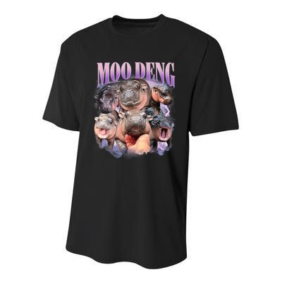 Moo Deng Hippo Meme Funny Youth Performance Sprint T-Shirt