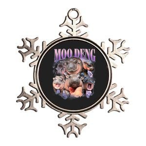 Moo Deng Hippo Meme Funny Metallic Star Ornament