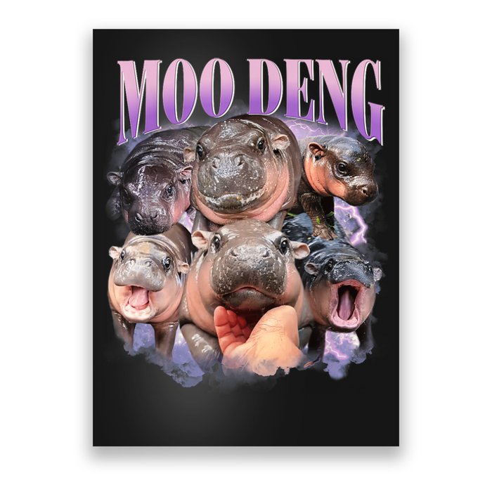 Moo Deng Hippo Meme Funny Poster