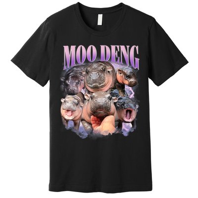 Moo Deng Hippo Meme Funny Premium T-Shirt