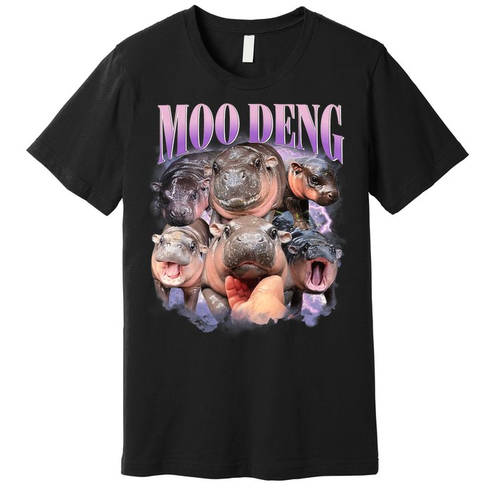 Moo Deng Hippo Meme Funny Premium T-Shirt