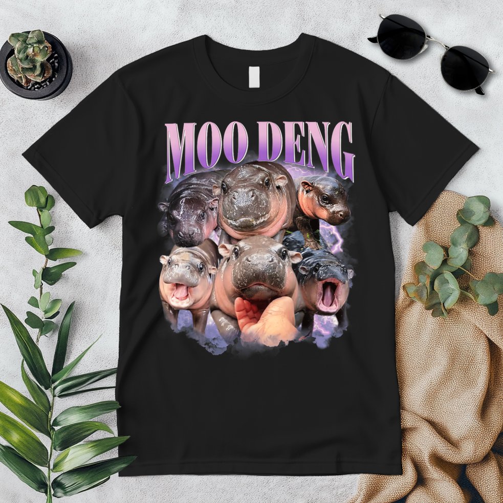 Moo Deng Hippo Meme Funny Premium T-Shirt