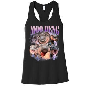 Moo Deng Hippo Meme Funny Women's Racerback Tank