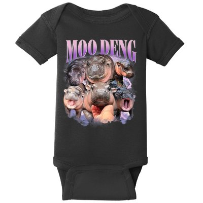 Moo Deng Hippo Meme Funny Baby Bodysuit