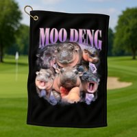 Moo Deng Hippo Meme Funny Golf Towel
