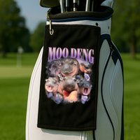Moo Deng Hippo Meme Funny Golf Towel